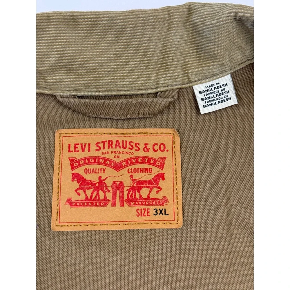 Levis Mens 3XL Khaki Canvas Chore Coat Corduroy Collar Workwear Jacket ECU - Picture 4 of 12
